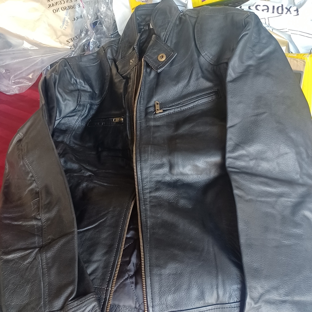 Black Cafe racer pure Lamb Skin Leather Jacket